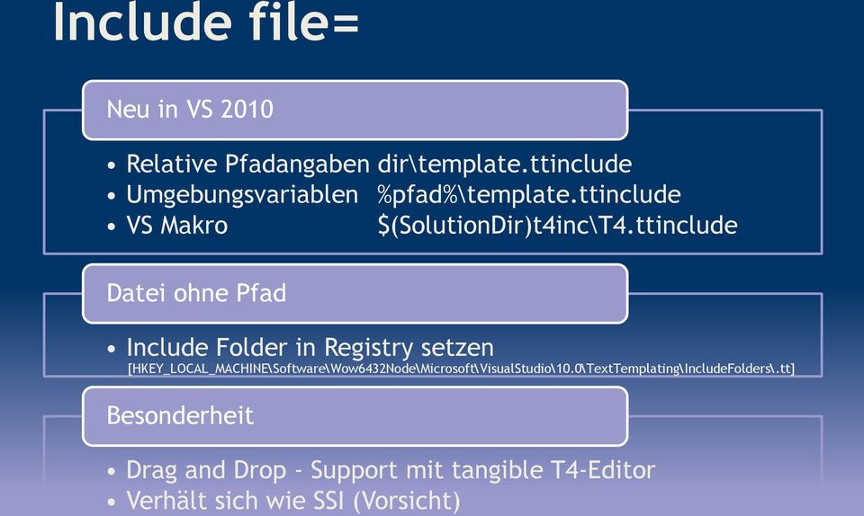 ttinclude Datei ohne Pfad Include Folder in Registry setzen