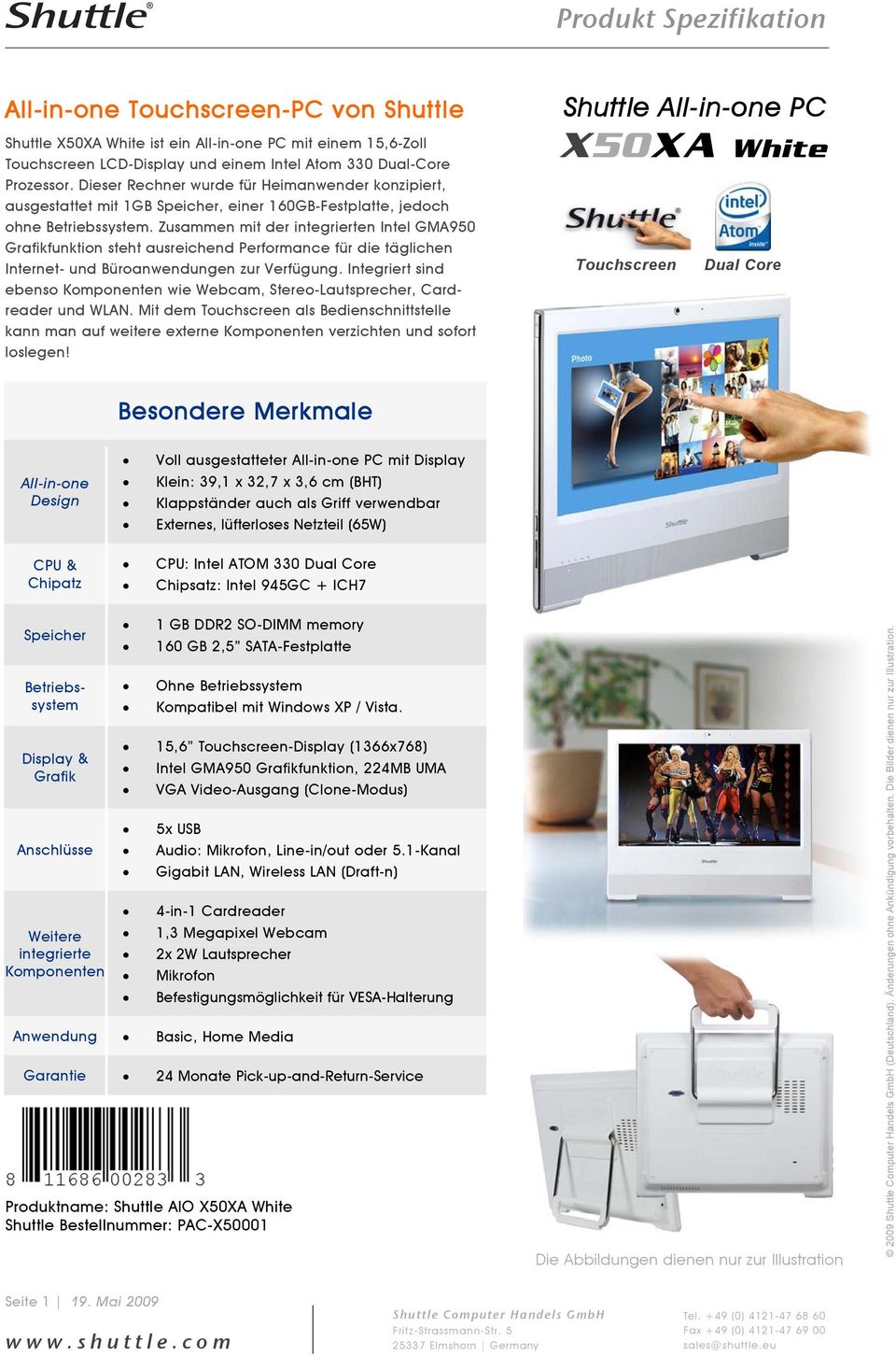 Produkt Spezifikation Shuttle All In One Pc X50xa White All In One Touchscreen Pc Von Shuttle Besondere Merkmale Pdf Free Download