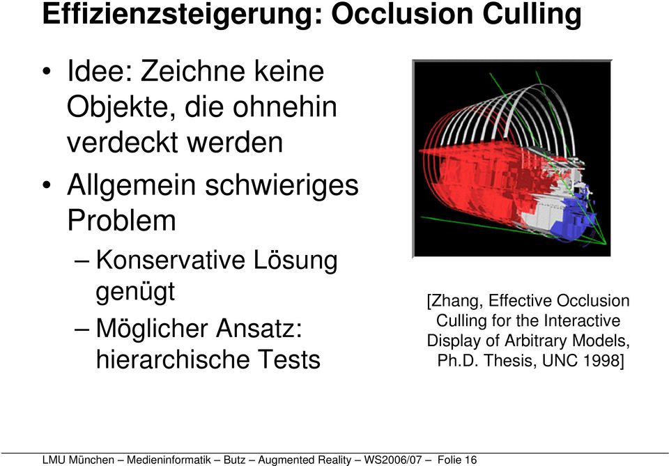 hierarchische Tests [Zhang, Effective Occlusion Culling for the Interactive Display of