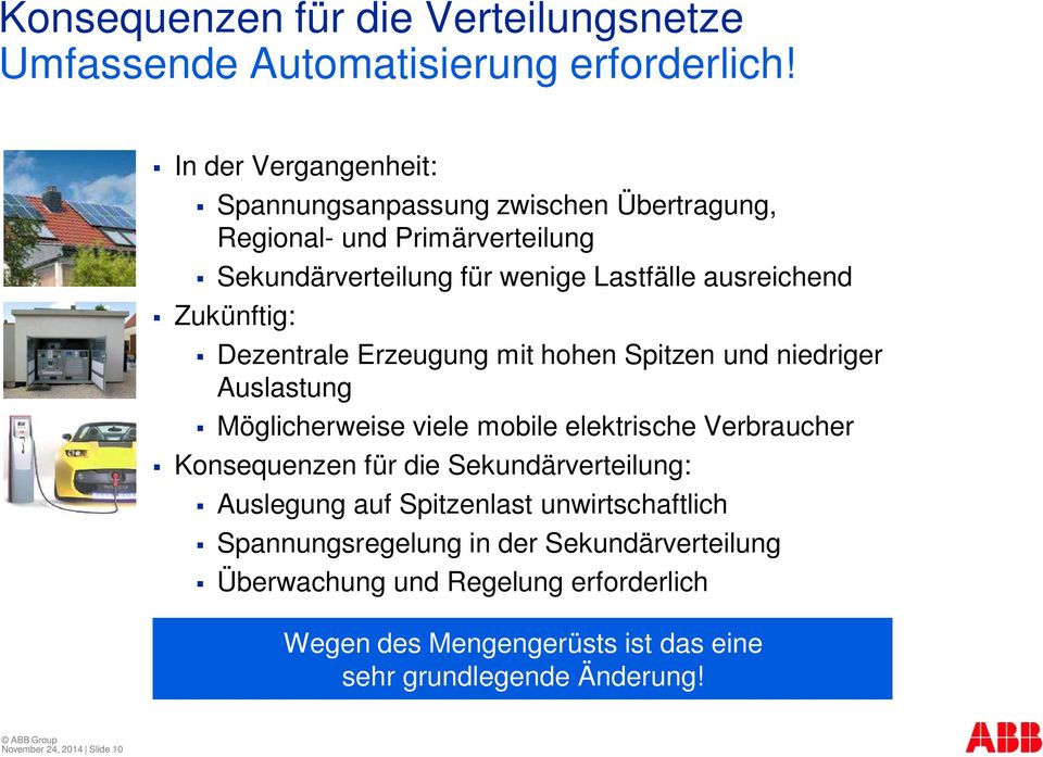 Zukünftig: Dezentrale Erzeugung mit hohen Spitzen und niedriger Auslastung Möglicherweise viele mobile elektrische Verbraucher Konsequenzen für die