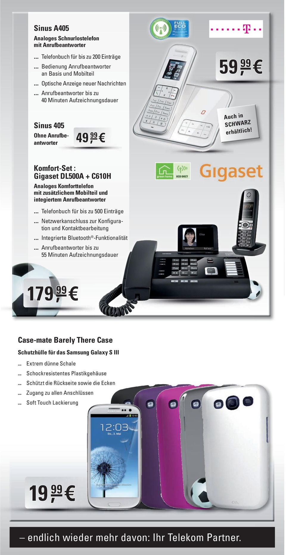 Komfort-Set : Gigaset DL500A + C610H Analoges Komforttelefon mit zusätzlichem Mobilteil und integiertem Anrufbeantworter Telefonbuch für bis zu 500 Einträge Netzwerkanschluss zur Konfiguration und