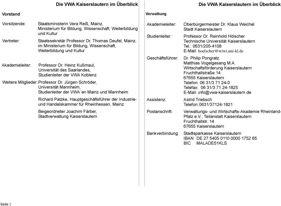 Heinz Kußmaul, Universität des Saarlandes, Studienleiter der VWA Koblenz Weitere Mitglieder: Professor Dr.