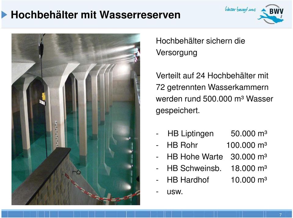 500.000 m³ Wasser gespeichert. - HB Liptingen 50.000 m³ - HB Rohr 100.
