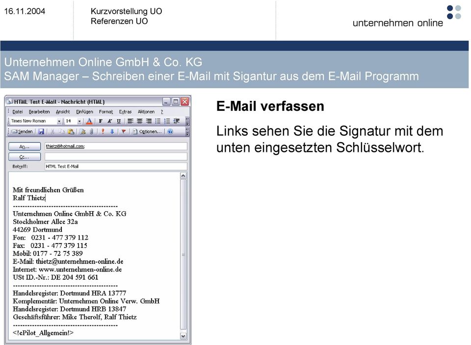 Sigantur aus dem E-Mail Programm E-Mail