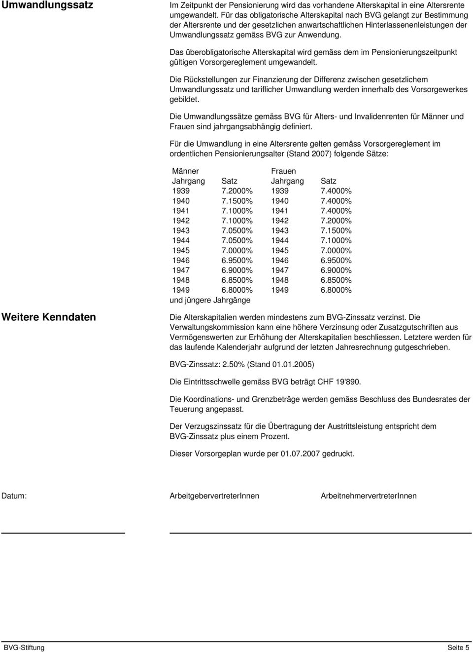 Das überobligatorische Alterskapital wird gemäss dem im Pensionierungszeitpunkt gültigen Vorsorgereglement umgewandelt.