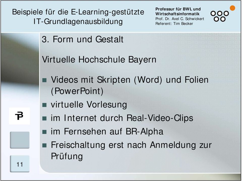 virtuelle Vorlesung im Internet durch Real-Video-Clips
