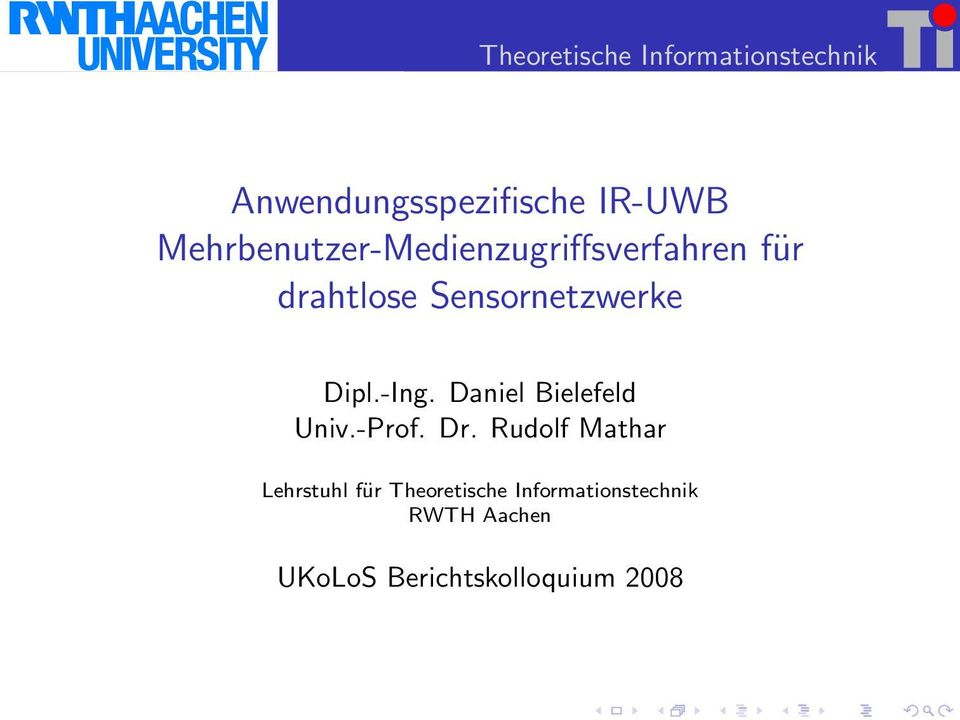Dipl.-Ing. Daniel Bielefeld Univ.-Prof. Dr.