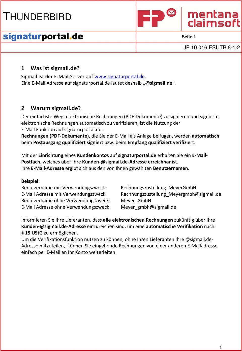 E Mail Server auf www.signaturportal.de.