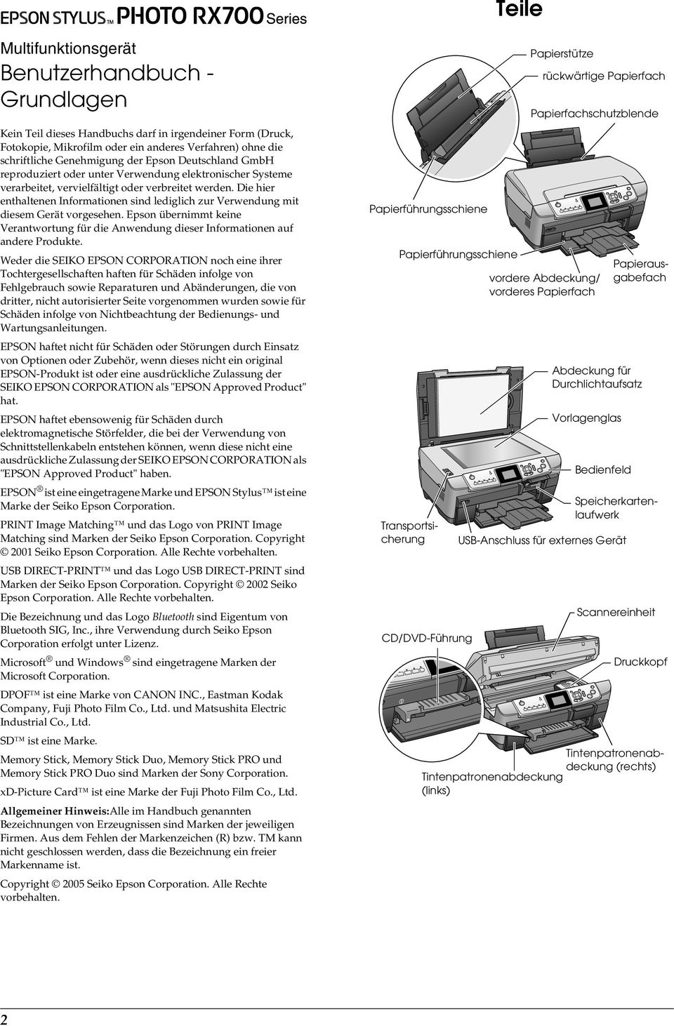 Die hier enthaltenen Informationen sind lediglich zur Verwendung mit diesem Gerät vorgesehen. Epson übernimmt keine Verantwortung für die Anwendung dieser Informationen auf andere Produkte.