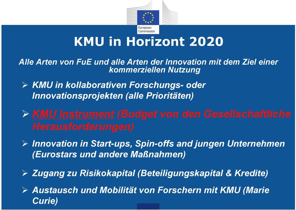 Gesellschaftliche Herausforderungen) Innovation in Start-ups, Spin-offs and jungen Unternehmen (Eurostars und