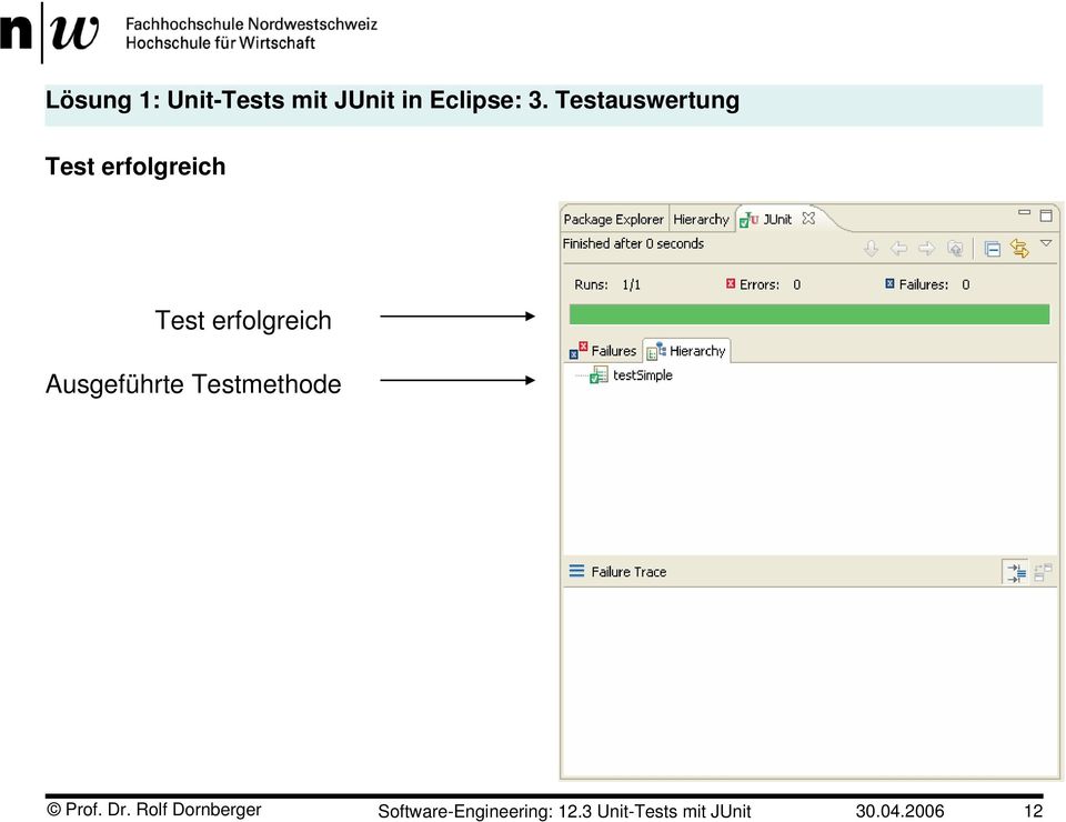 Testauswertung Test erfolgreich