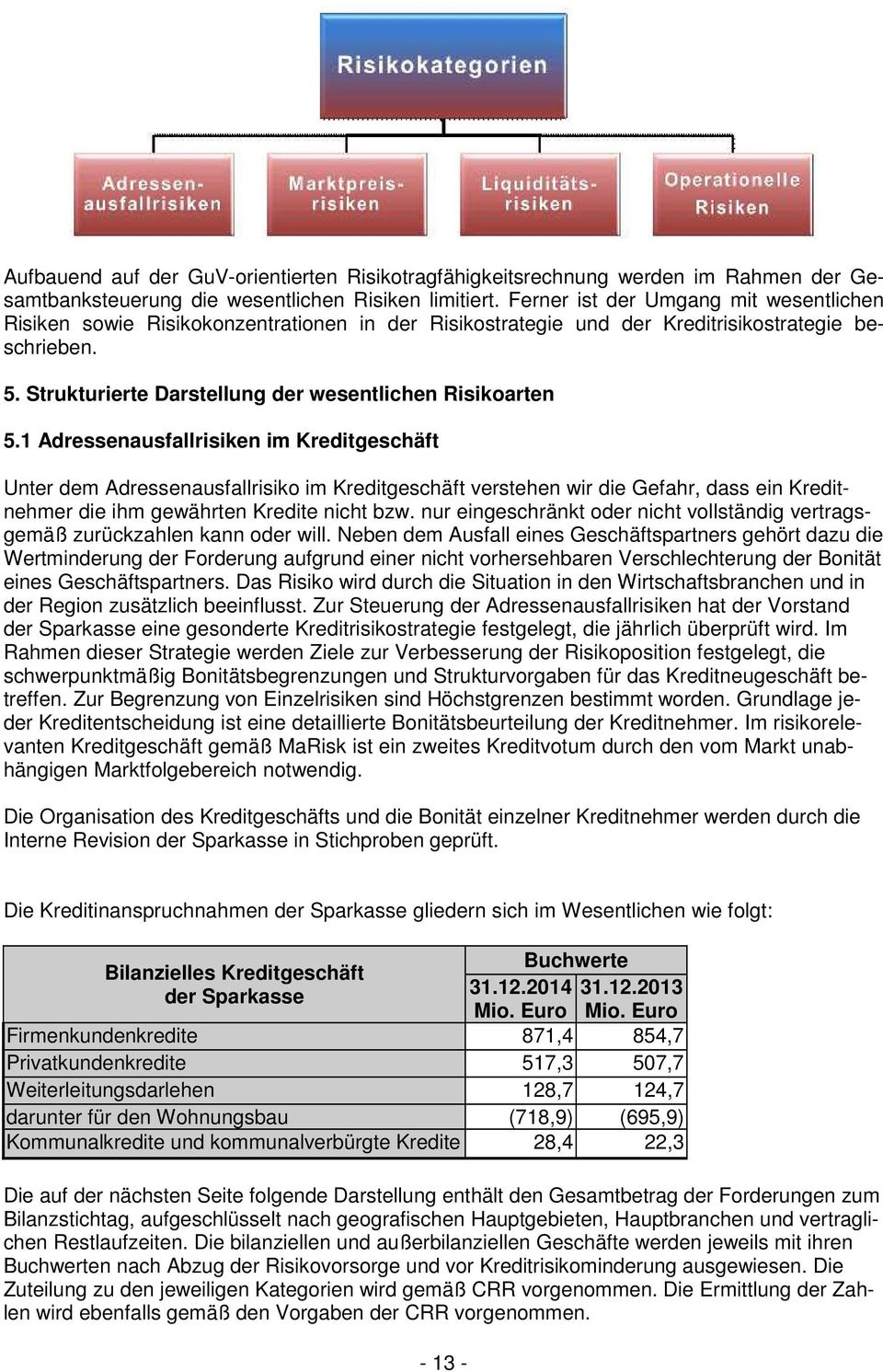 Strukturierte Darstellung der wesentlichen Risikoarten 5.