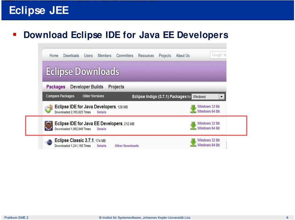 .. Eclipse JEE Download Eclipse IDE for Java EE