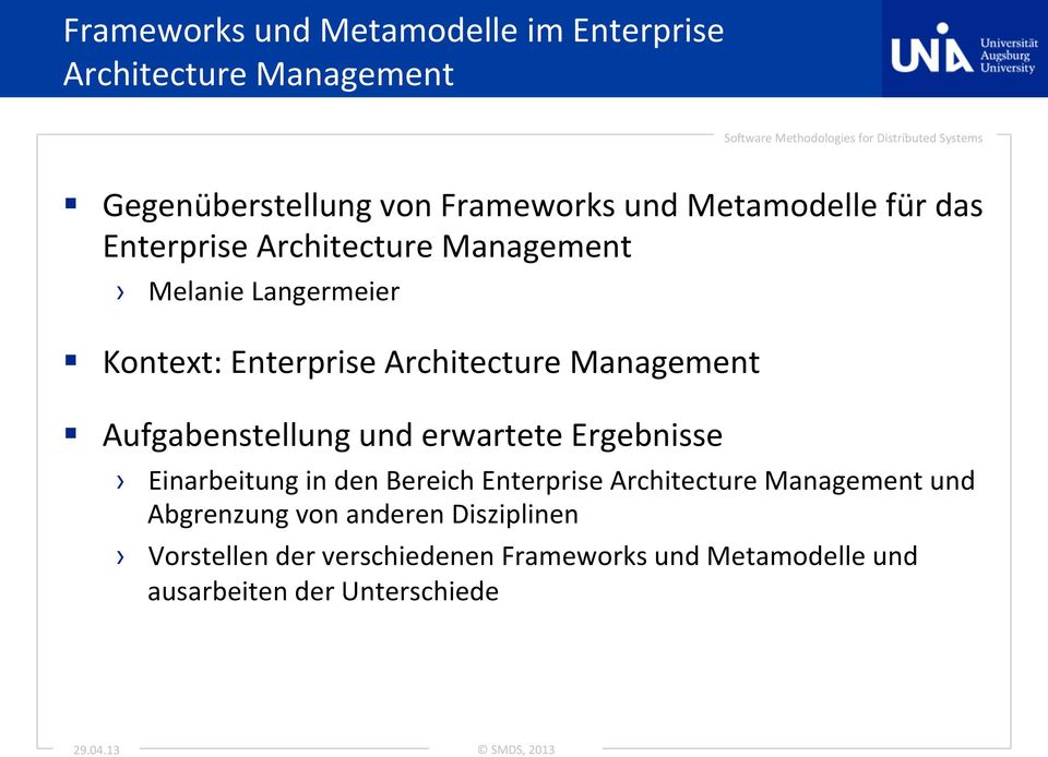 Architecture Management Einarbeitung in den Bereich Enterprise Architecture Management und Abgrenzung