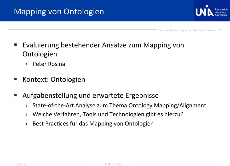 Analyse zum Thema Ontology Mapping/Alignment Welche Verfahren, Tools