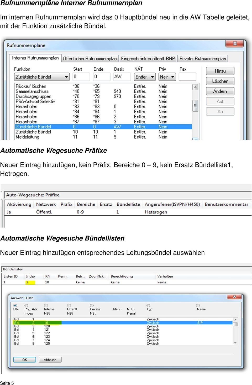 Automatische Wegesuche Präfixe Neuer Eintrag hinzufügen, kein Präfix, Bereiche 0 9, kein Ersatz