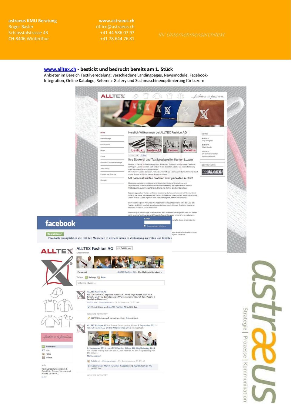 Landingpages, Newsmodule, Facebook- Integration, Online
