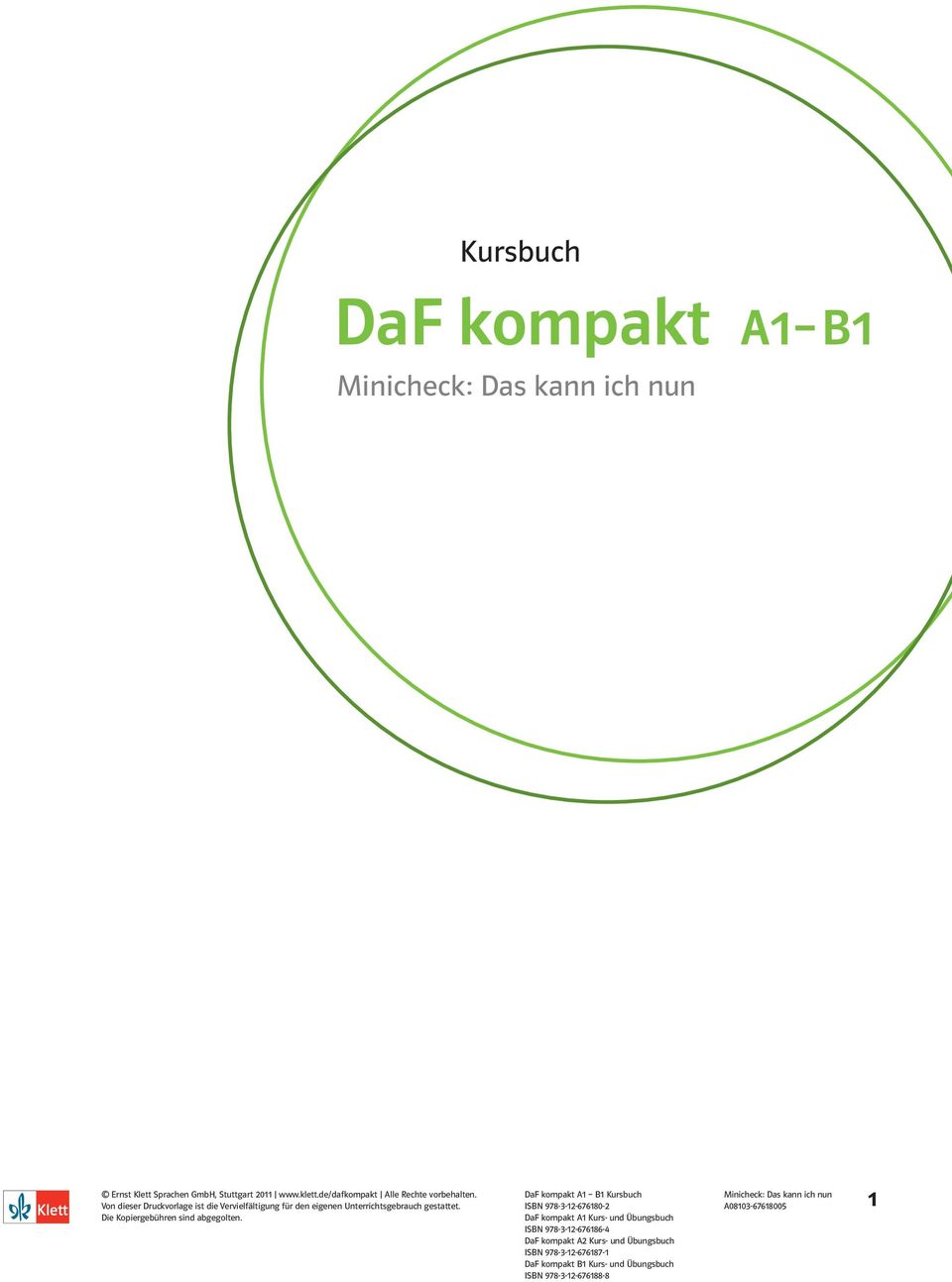 Kurs- und Übungsbuch ISBN 978-3-12-676187-1 DaF