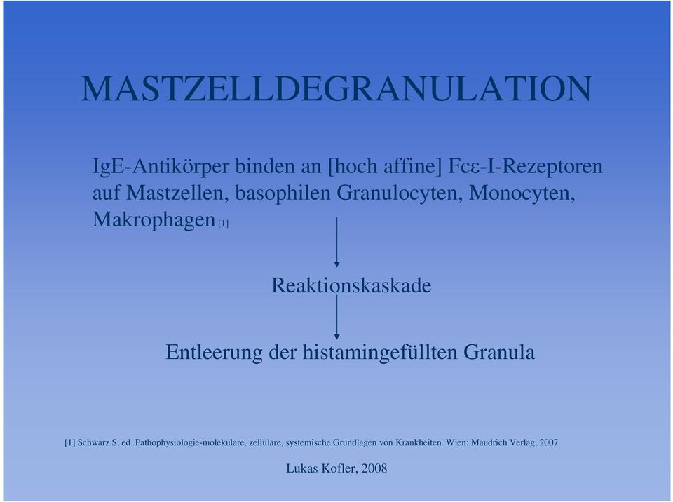 Entleerung der histamingefüllten Granula [1] Schwarz S, ed.