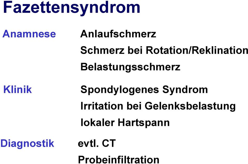 Belastungsschmerz Spondylogenes Syndrom Irritation