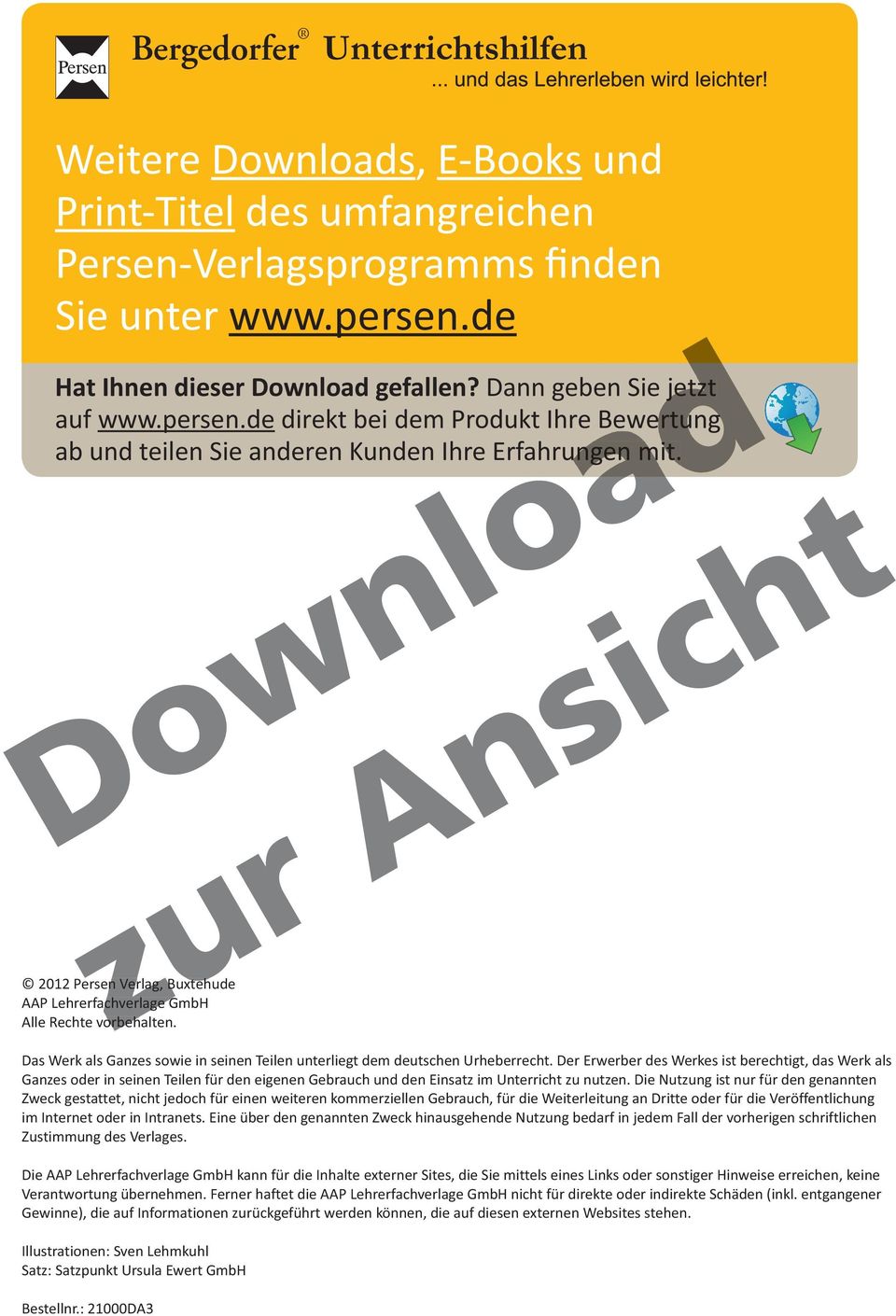 01 Persen Verlag, Buxtehude AAP Lehrerfachverlage GmbH Alle Rechte vorbehalten. Das Werk als Ganzes sowie in seinen Teilen unterliegt dem deutschen Urheberrecht.