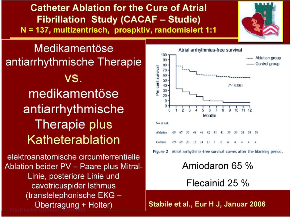 medikamentöse antiarrhythmische Therapie plus Katheterablation elektroanatomische circumferrentielle Ablation beider