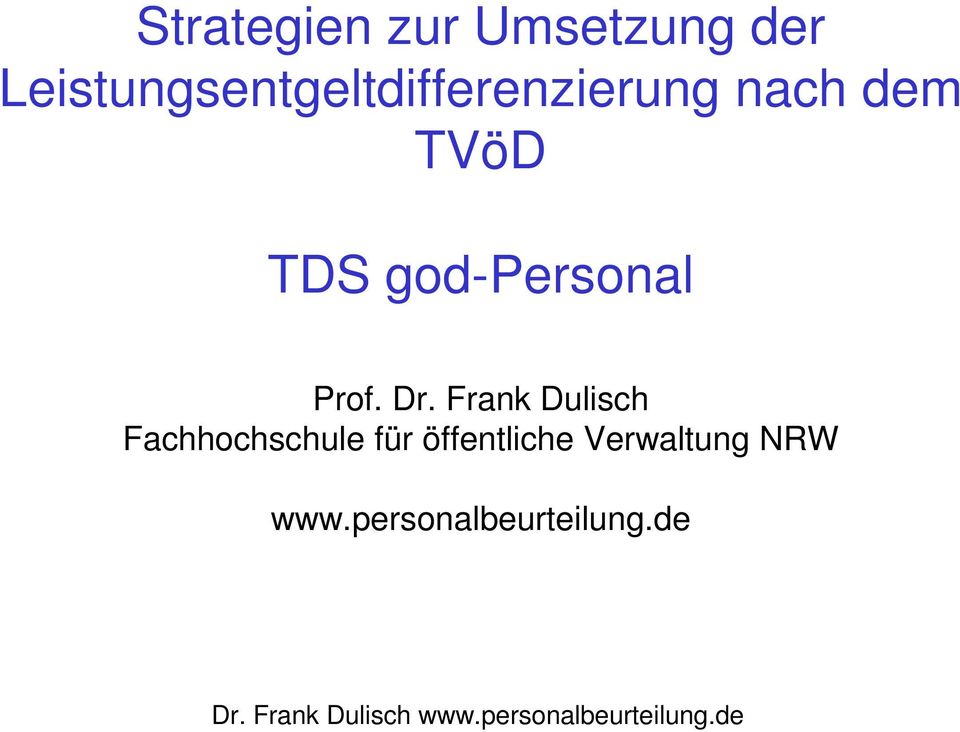 TDS god-personal Prof. Dr.