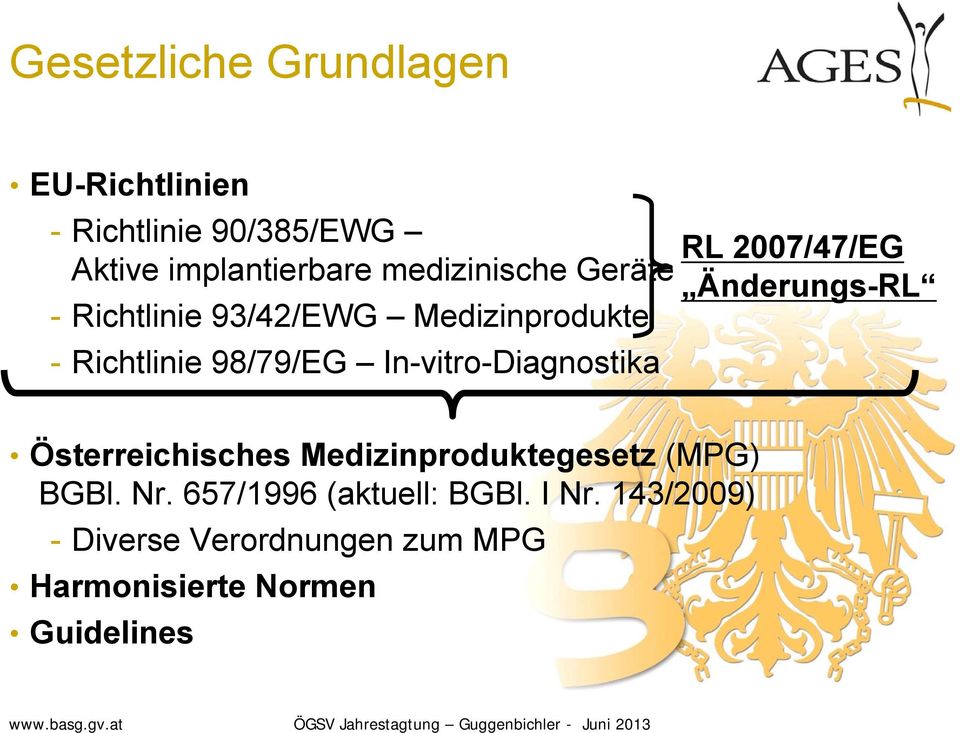 In-vitro-Diagnostika RL 2007/47/EG Änderungs-RL Österreichisches Medizinproduktegesetz (MPG)