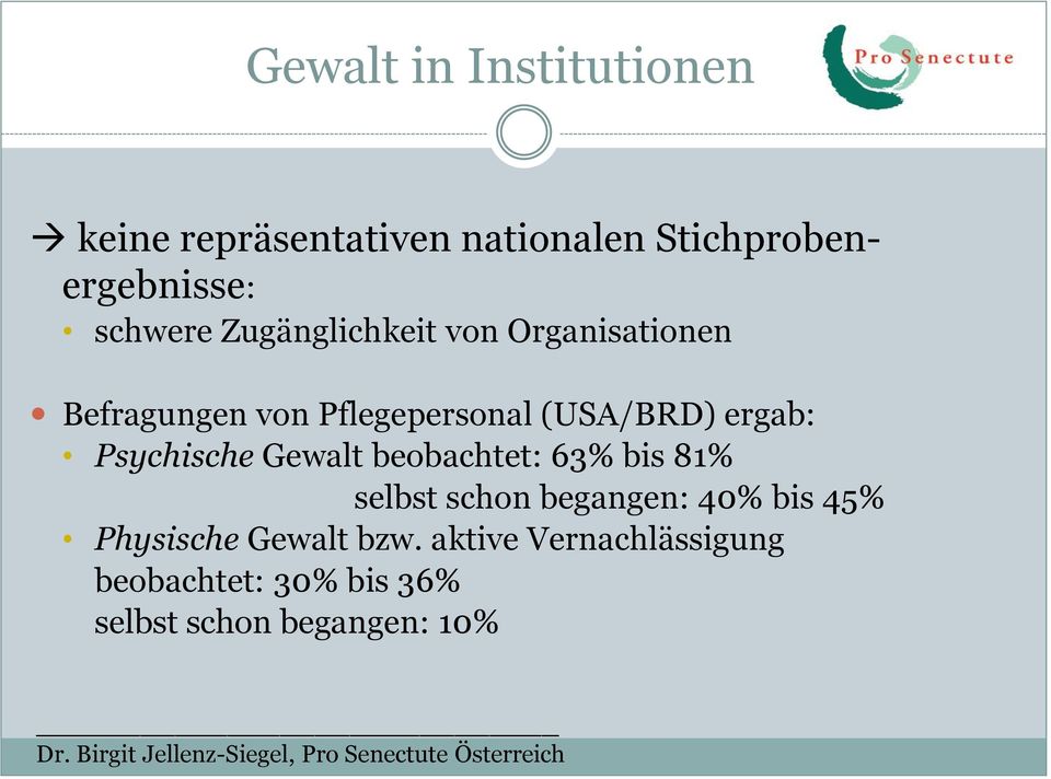 ergab: Psychische Gewalt beobachtet: 63% bis 81% selbst schon begangen: 40% bis 45%