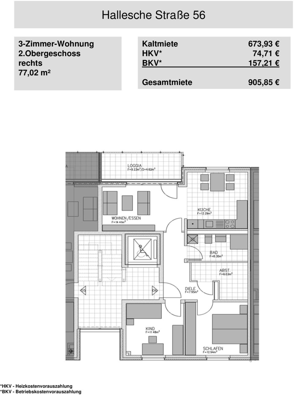 Obergeschoss rechts 77,02 m²