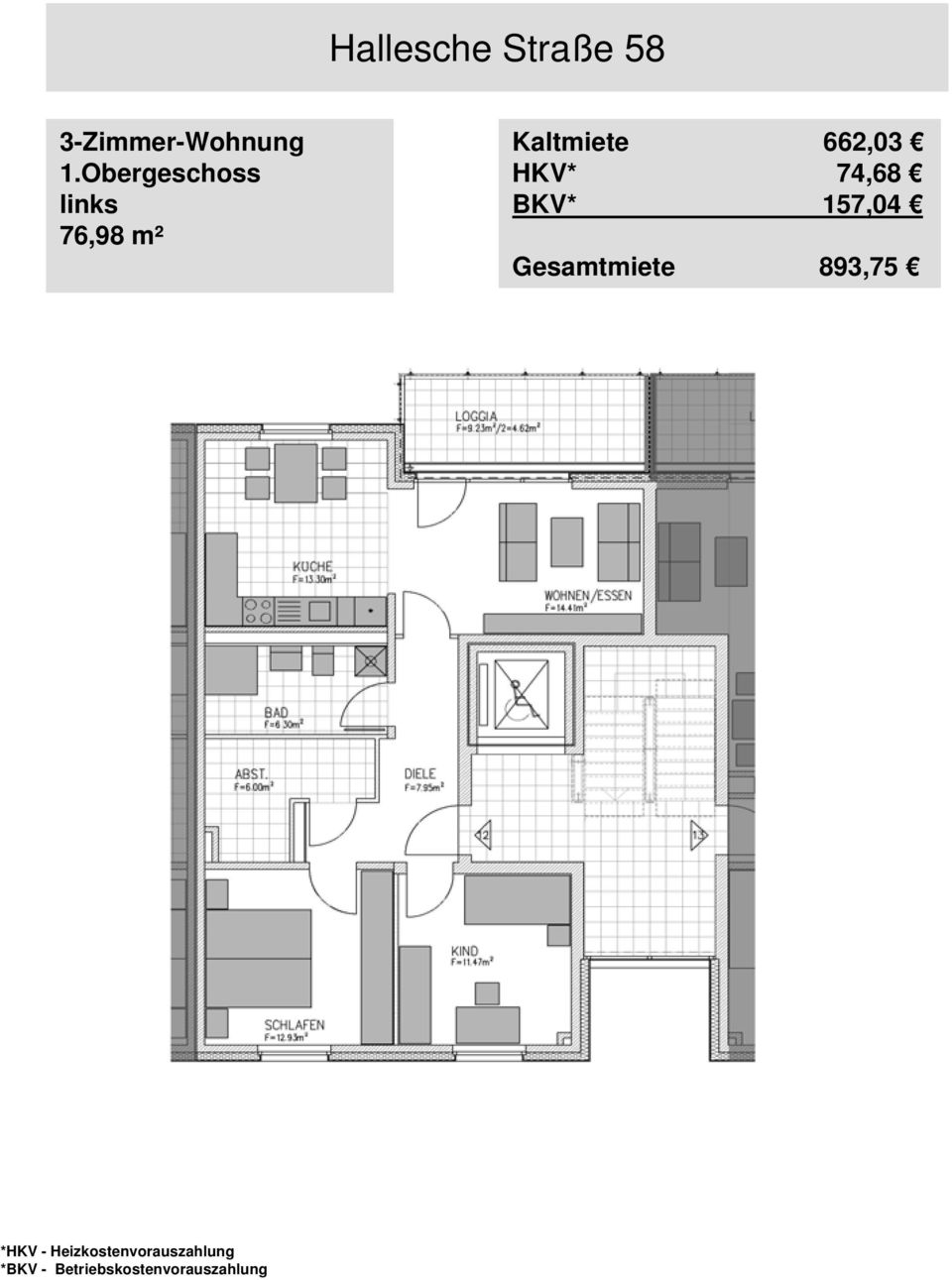 Obergeschoss links 76,98 m²
