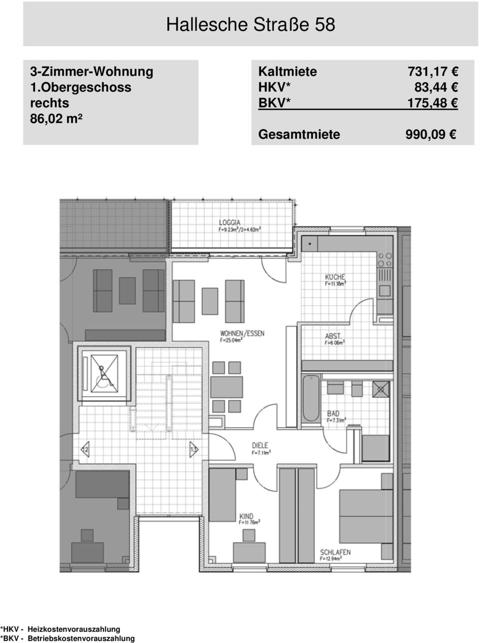 Obergeschoss rechts 86,02 m²