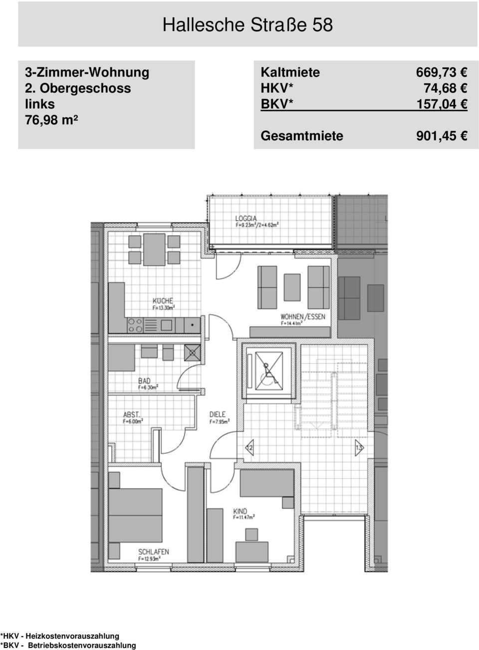 Obergeschoss links 76,98 m²