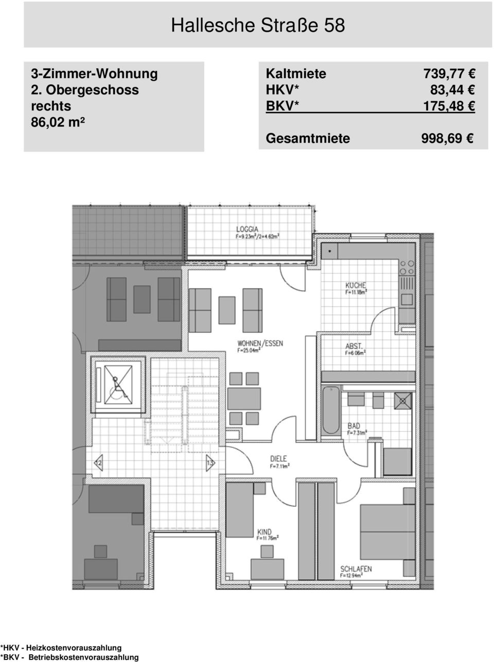 Obergeschoss rechts 86,02 m²