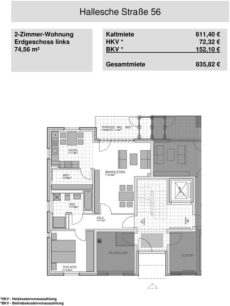 links 74,56 m² Kaltmiete