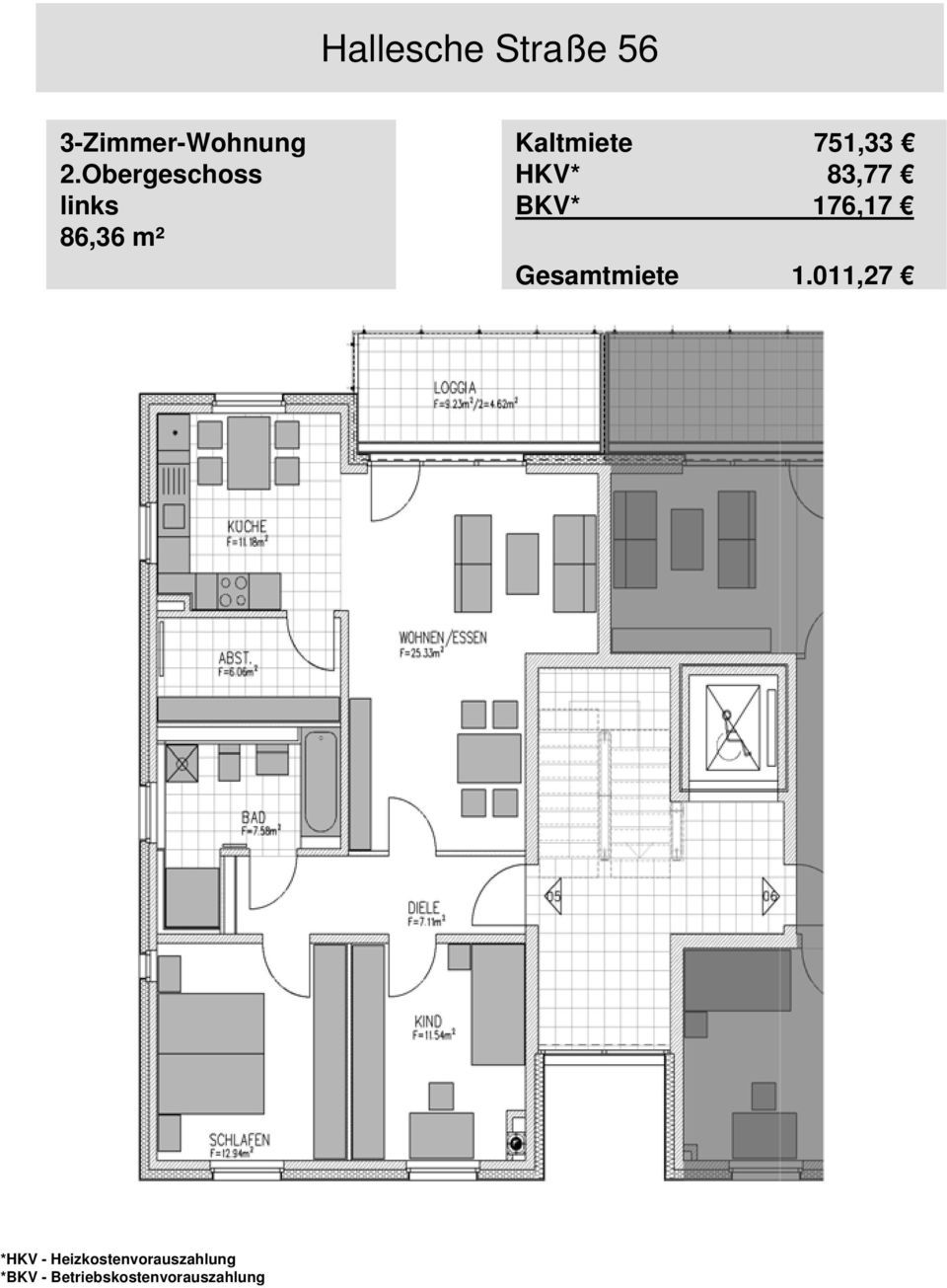 Obergeschoss links 86,36 m²