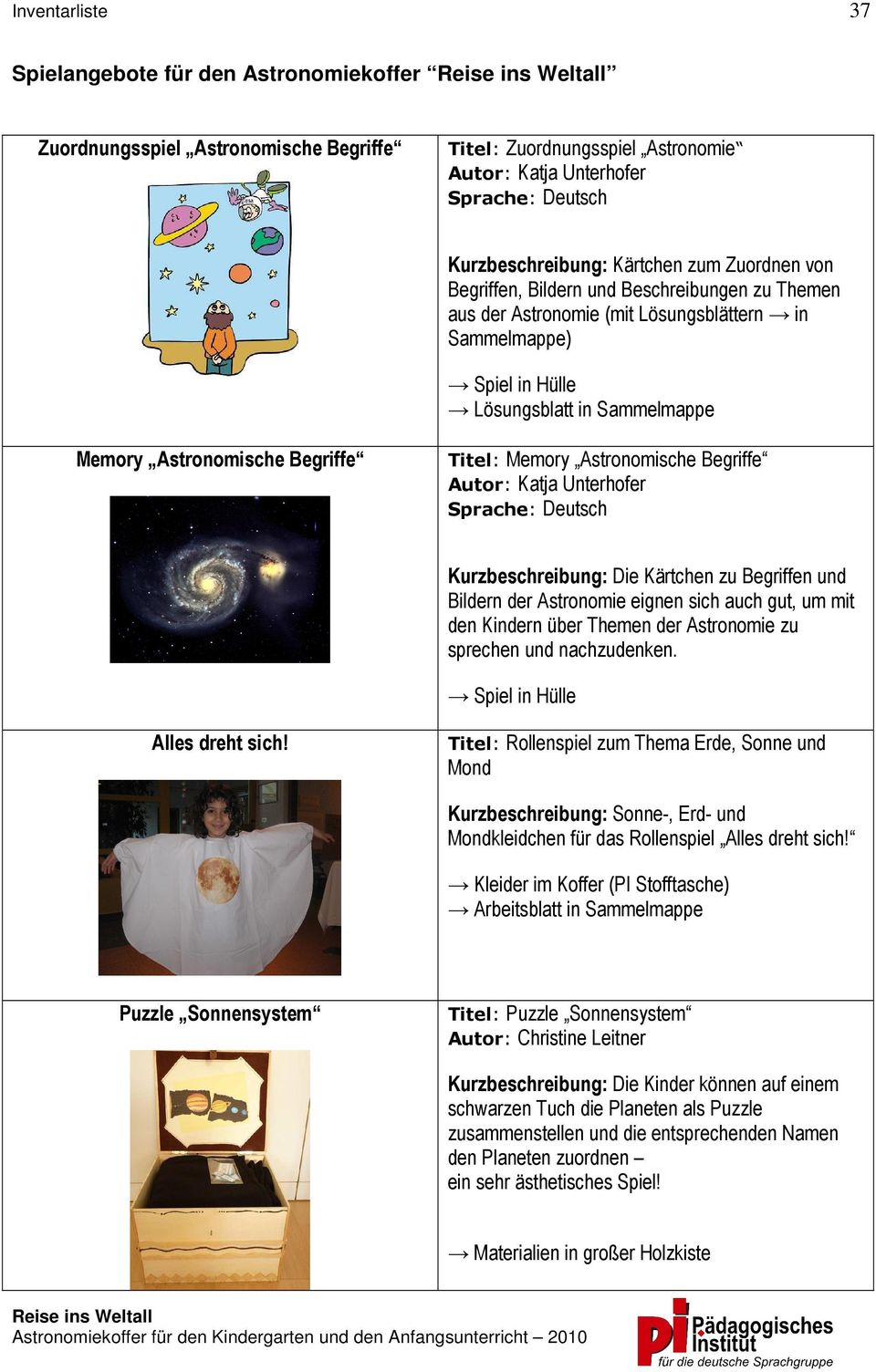 Autor: Katja Unterhofer Die Kärtchen zu Begriffen und Bildern der Astronomie eignen sich auch gut, um mit den Kindern über Themen der Astronomie zu sprechen und nachzudenken.