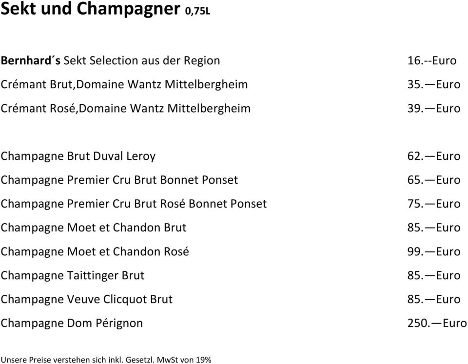 Euro Champagne Brut Duval Leroy Champagne Premier Cru Brut Bonnet Ponset Champagne Premier Cru Brut Rosé Bonnet Ponset