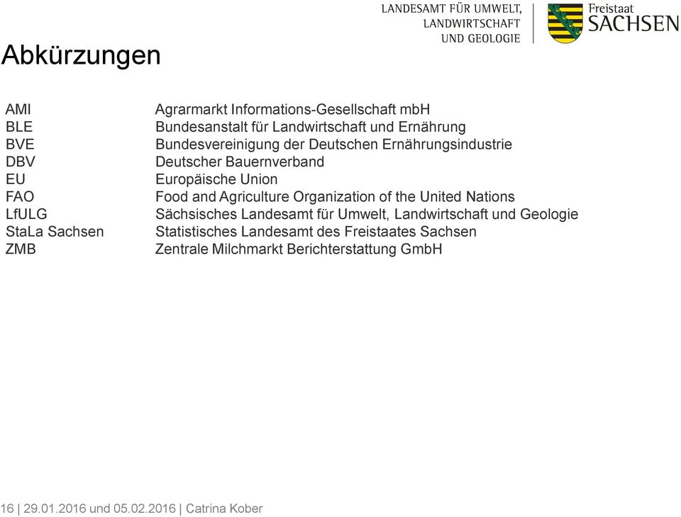 Food and Agriculture Organization of the United Nations Sächsisches Landesamt für Umwelt, Landwirtschaft und Geologie