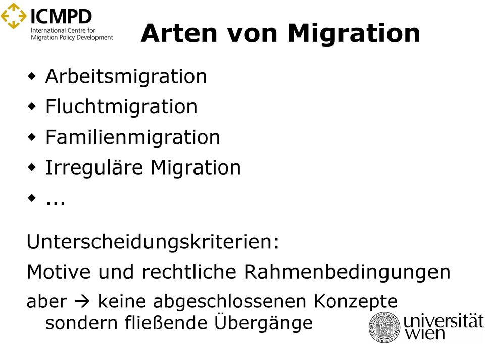 .. Arten von Migration Unterscheidungskriterien: Motive