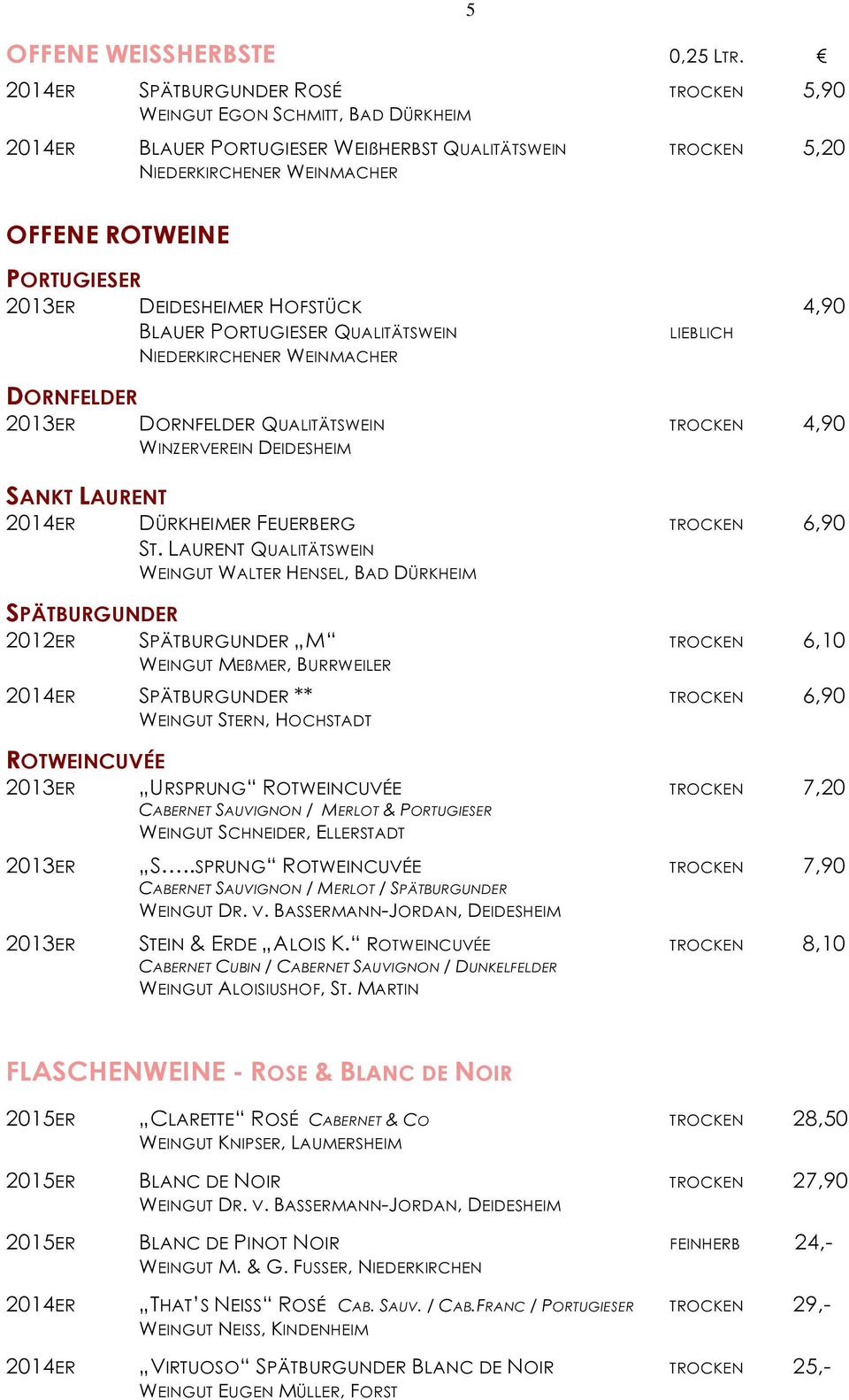 2013ER DEIDESHEIMER HOFSTÜCK 4,90 BLAUER PORTUGIESER QUALITÄTSWEIN LIEBLICH NIEDERKIRCHENER WEINMACHER DORNFELDER 2013ER DORNFELDER QUALITÄTSWEIN TROCKEN 4,90 WINZERVEREIN DEIDESHEIM SANKT LAURENT