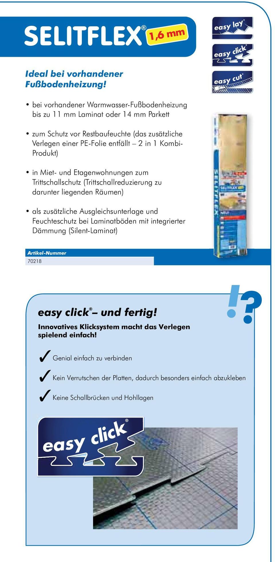 (Trittschallreduzierung zu darunter liegenden Räumen) Feuchteschutz bei Laminatböden mit integrierter Dämmung (Silent-Laminat)