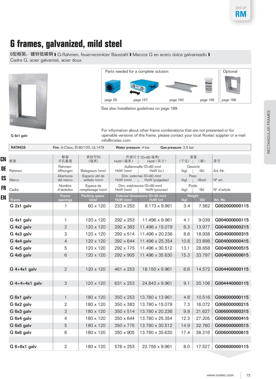 For information about other frame combinations that are not presented or for openable versions of this frame, please contact your local Roxtec supplier or e-mail: info@roxtec.
