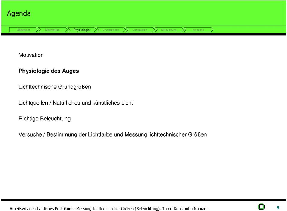 Natürliches und künstliches Licht Richtige