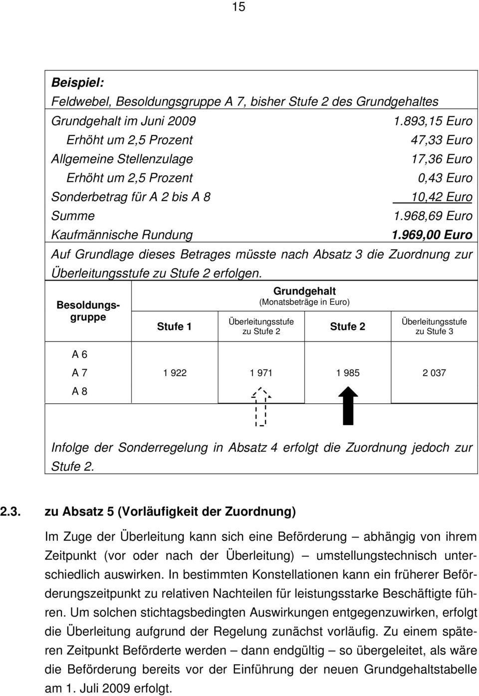 969,00 Euro Auf Grundlage dieses Betrages müsste nach Absatz 3 die Zuordnung zur Überleitungsstufe zu Stufe 2 erfolgen.