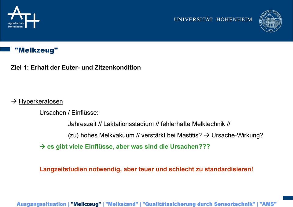 Melkvakuum // verstärkt bei Mastitis? Ursache-Wirkung?