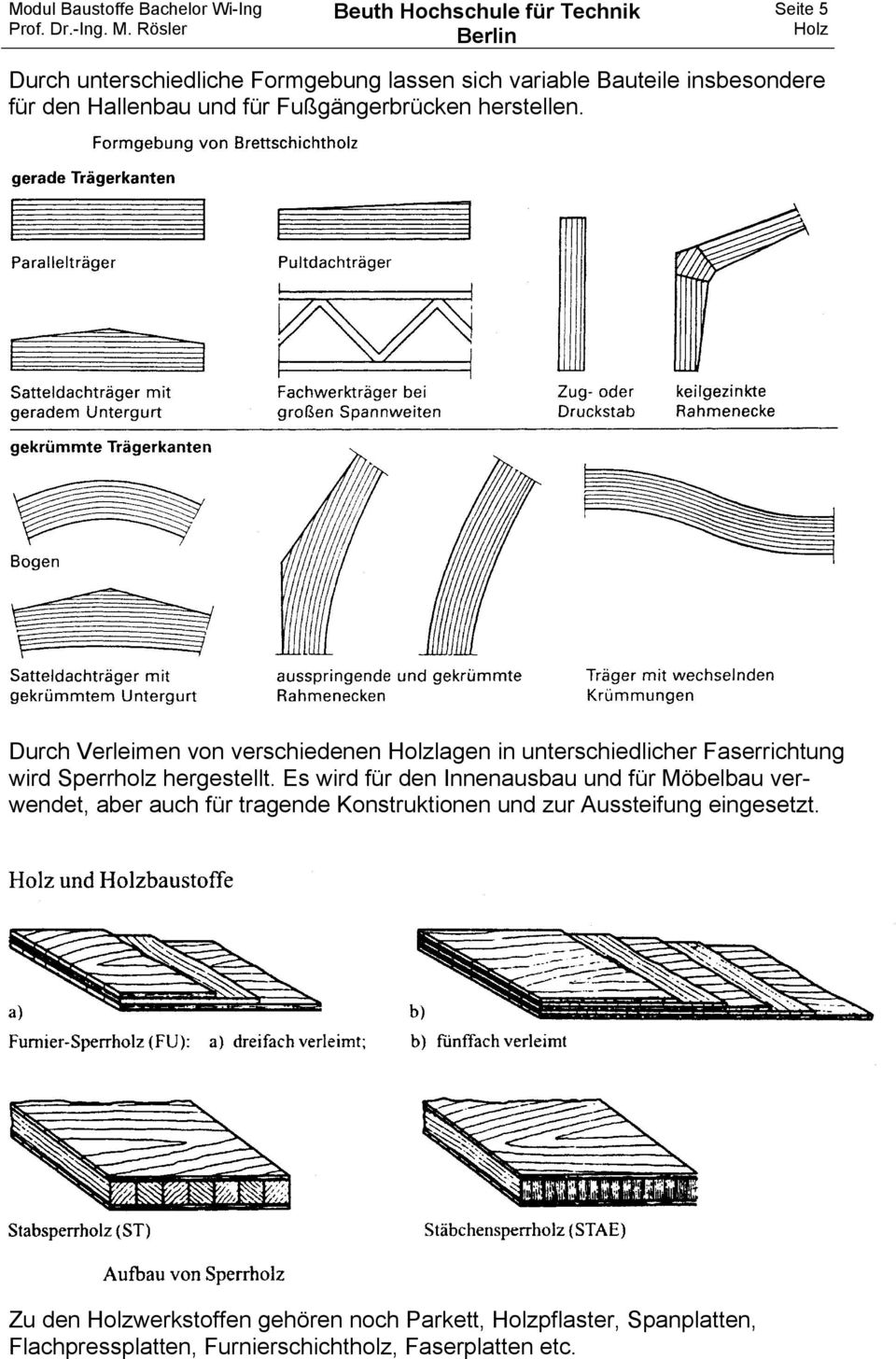 Durch Verleimen von verschiedenen lagen in unterschiedlicher Faserrichtung wird Sperrholz hergestellt.
