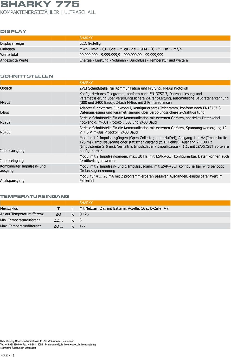 RS485 Impulsausgang Impulseingang Kombinierter Impulsein- und ausgang Analogausgang Konfigurierbares Telegramm, konform nach EN13757-3, Datenauslesung und Parametrisierung über verpolungssichere