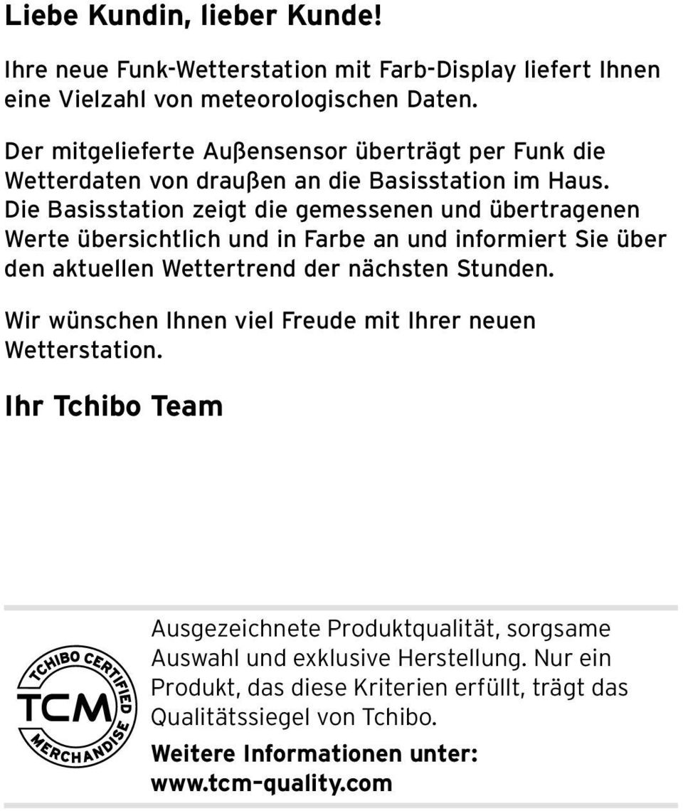 Funk-Wetterstation. Bedienungsanleitung und Garantie. Tchibo GmbH D Hamburg  58087HAHB66X DST - PDF Free Download