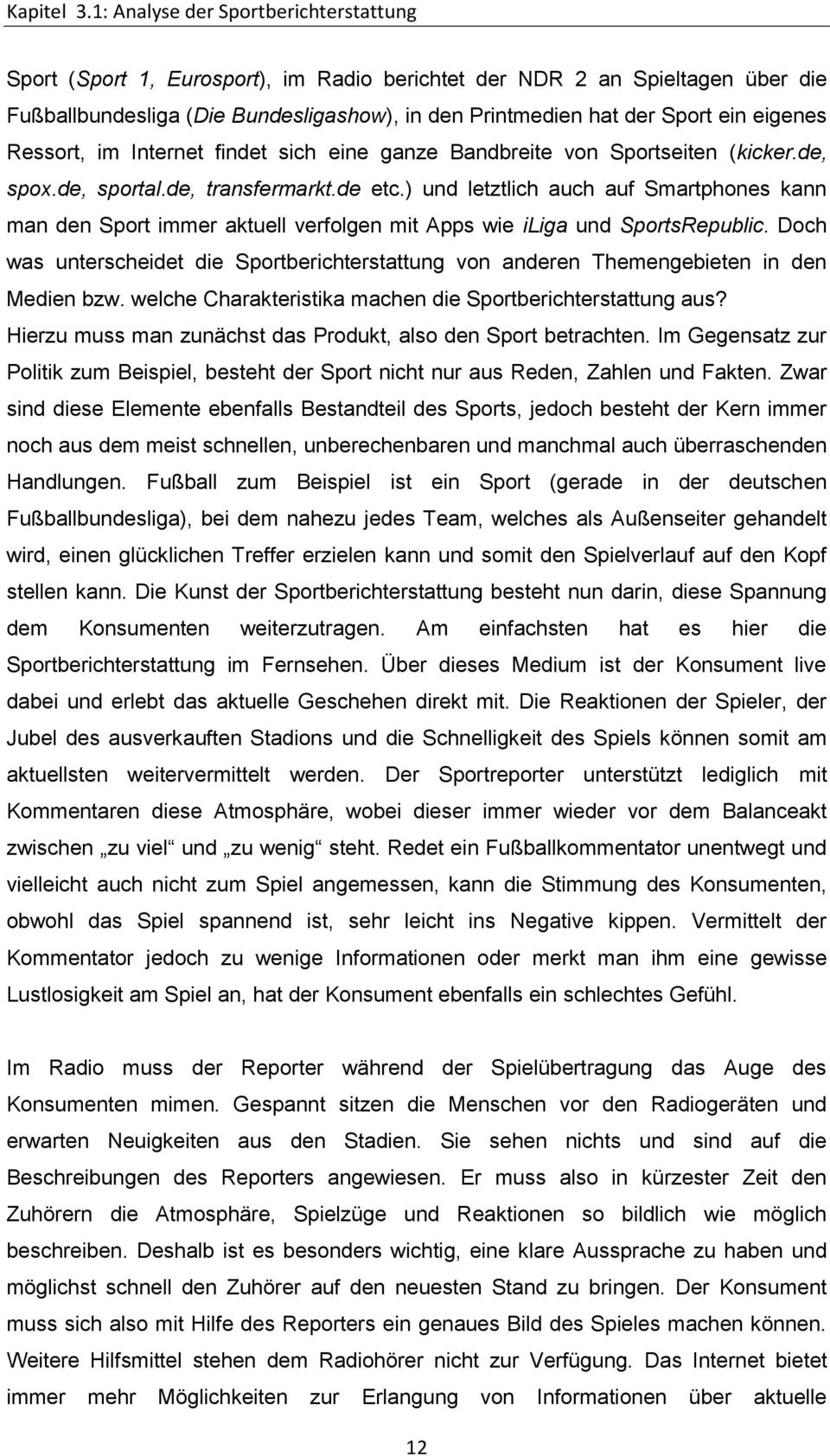 eigenes Ressort, im Internet findet sich eine ganze Bandbreite von Sportseiten (kicker.de, spox.de, sportal.de, transfermarkt.de etc.